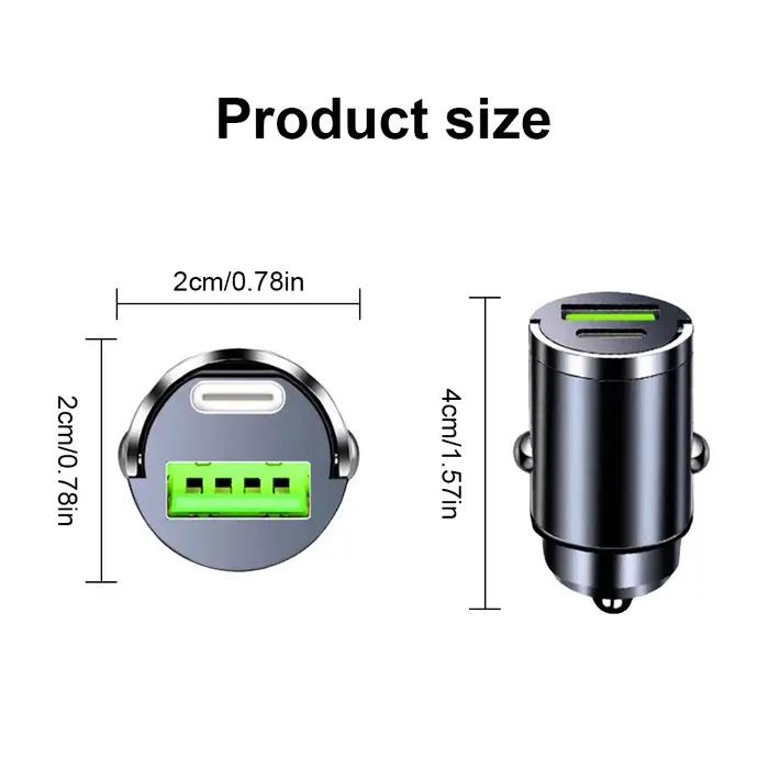 Mini chargeur de voiture 100W Type C double USB à charge rapide pour iPhone 17 Pro Max Samsung Huawei Xiaomi, chargeur allume-cigare