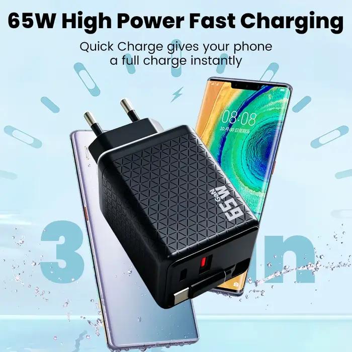 Chargeur rapide double avec câble rétractable intégré