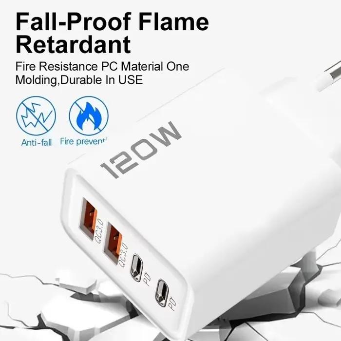 Chargeur Xiaomi 120W 4 Ports USB Type C Universel Rapidité Sécurité Pratique Pour Smartphones Tablette Appareils Electroniques Occasions Speciales