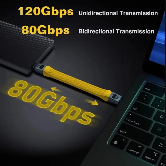 Câble de données Thunderbolt 5 USB C vers USB C charge rapide PD 240W 16K 60Hz sortie vidéo Transmission fonctionnelle 80Gbps
