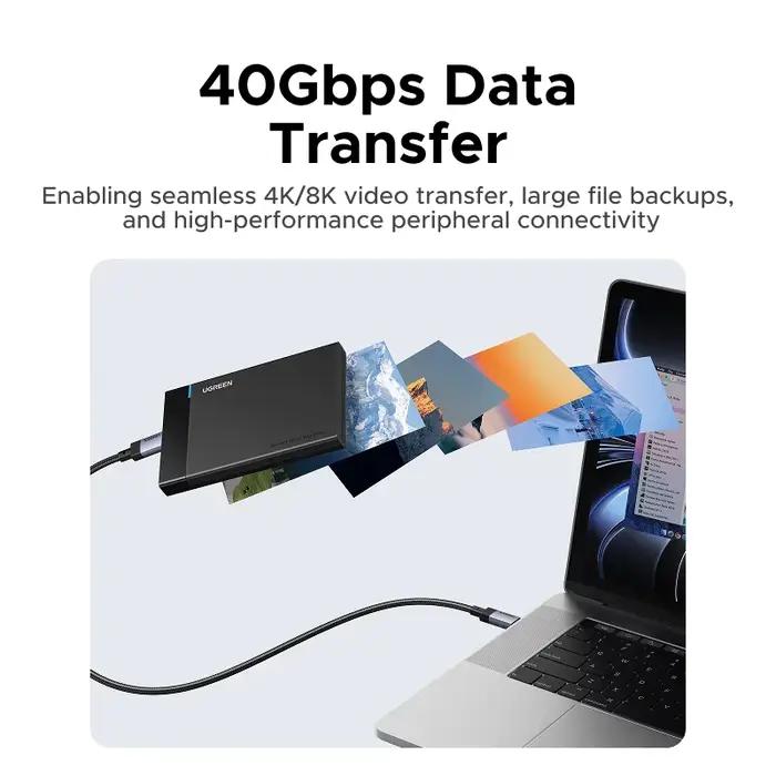 Câble USB4 USB C vers USB C UGREEN 40 Gbps 8K 240W PD3.1 Charge rapide Type C