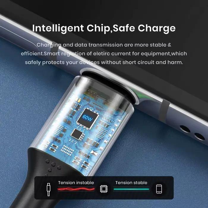 TOPK 60W PD Chargeur Rapide Câble USB C à USB Type C