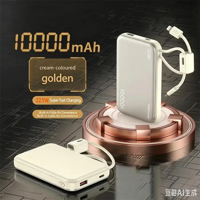 Batterie externe 20000mAh avec câbles intégrés