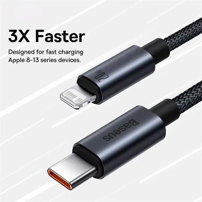 Câble USB de type C charge rapide 20W pour iPhone 14 13 12 Pro Max 12 Mini Pro Max tresse noire 1m