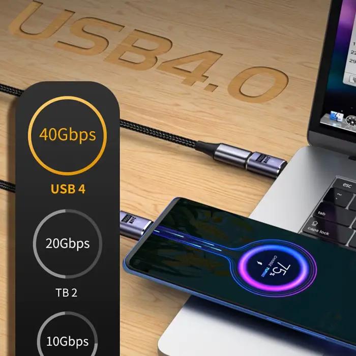 Adaptateur USB C vers USB C Thunderbolt 3/4 40Gbps OTG pour ordinateur portable et smartphones avec transfert de données rapides et recharge rapide
