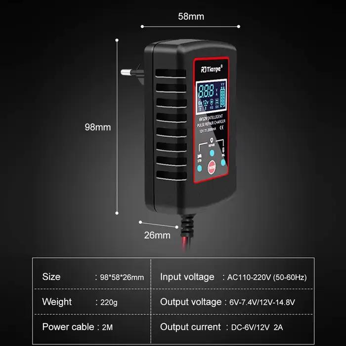 EAFC 12V 6V chargeur de batterie de voiture de moto 2A