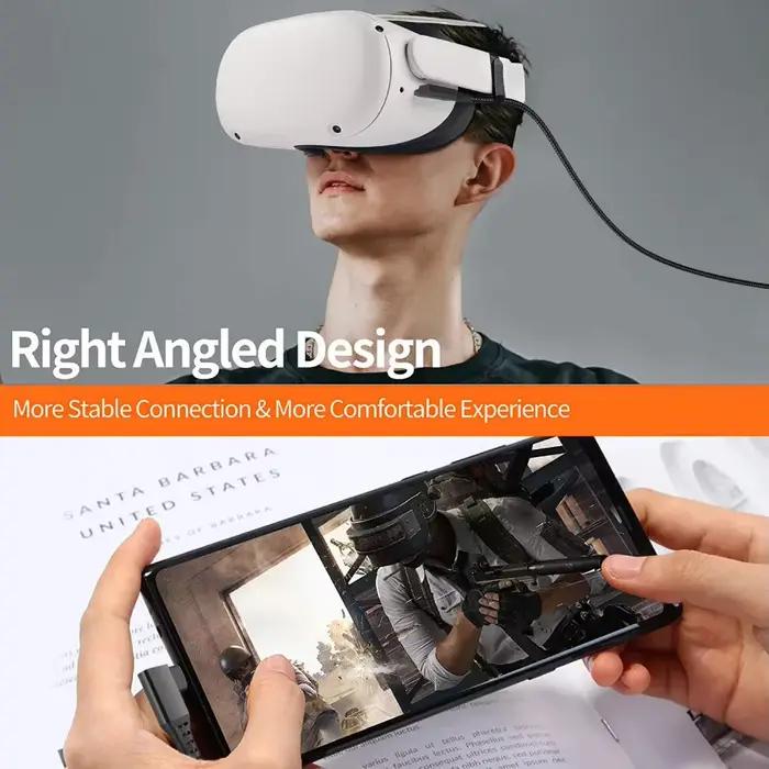 Câble de liaison VR Tahnuhna 16 pieds pour Meta Quest 3 Quest2 Pro PICO4 haute vitesse USB C connexion sans fil gaming expérience immersive pour les joueurs