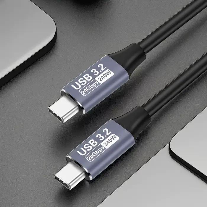 USB 3.2 20Gbps 48V 5A 240W USB C à type-c 3.2 Gen2 câble transfert de données USB C SSD