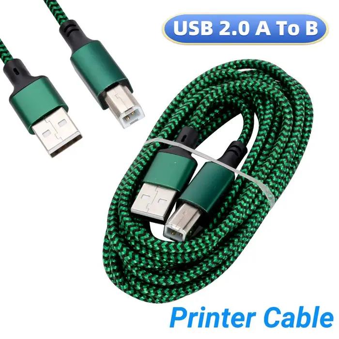Câble USB 2.0 A à B haute vitesse pour imprimante scanner disque dur connecteur métallique résistant à la corrosion tressé en nylon durable pour ordinateur portable smartphone occasions spéciales