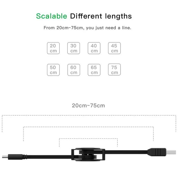 Câble à ressort de charge rapide USB Type C