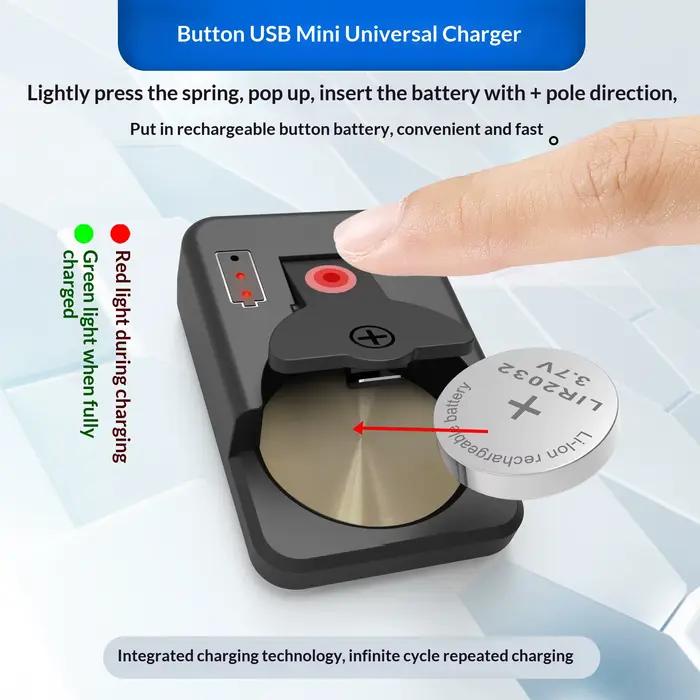 Chargeur de piles bouton avec indicateur LED