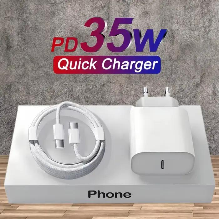 PD 35W chargeur rapide pour iPhone 11 12 13 14 15 Pro Max câble de charge