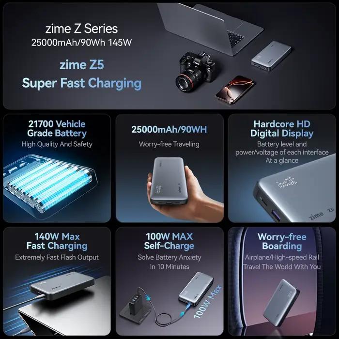 Banque d'alimentation zime Z5 25000mAh 145W