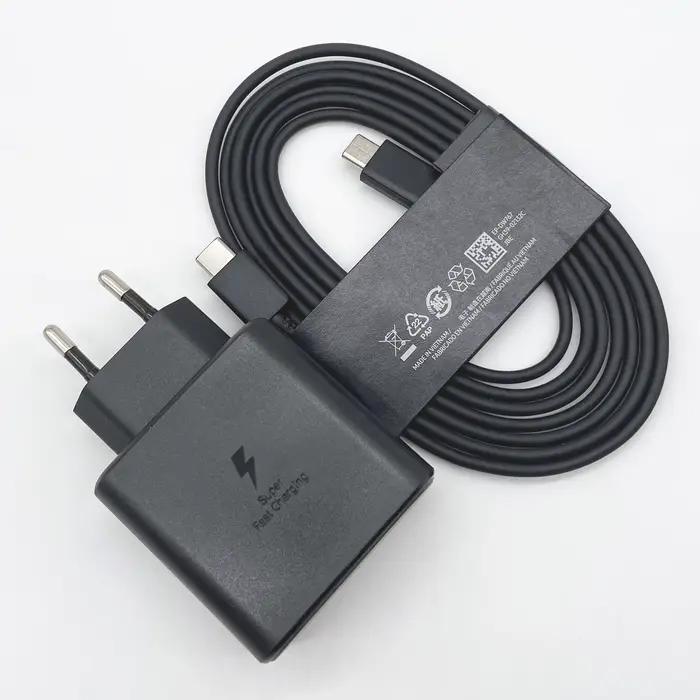 Chargeur Samsung 45W Super Fast Charge EU Adaptateur USB-C Câble Type C 180cm pour Galaxy S26 S23 S24 S22 S21 S20 S25 Ultra Tab S9Plus Occasions Spéciales