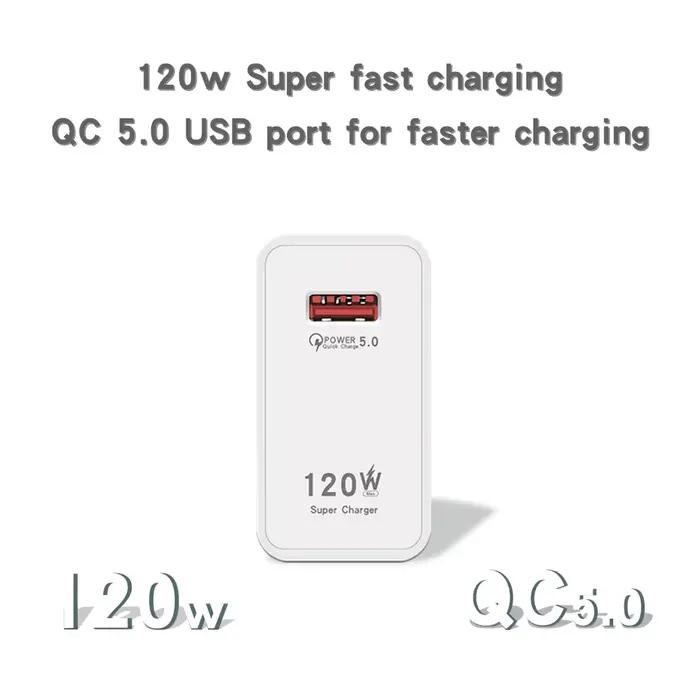 120W Gan USB chargeur rapide Type C téléphone Charge