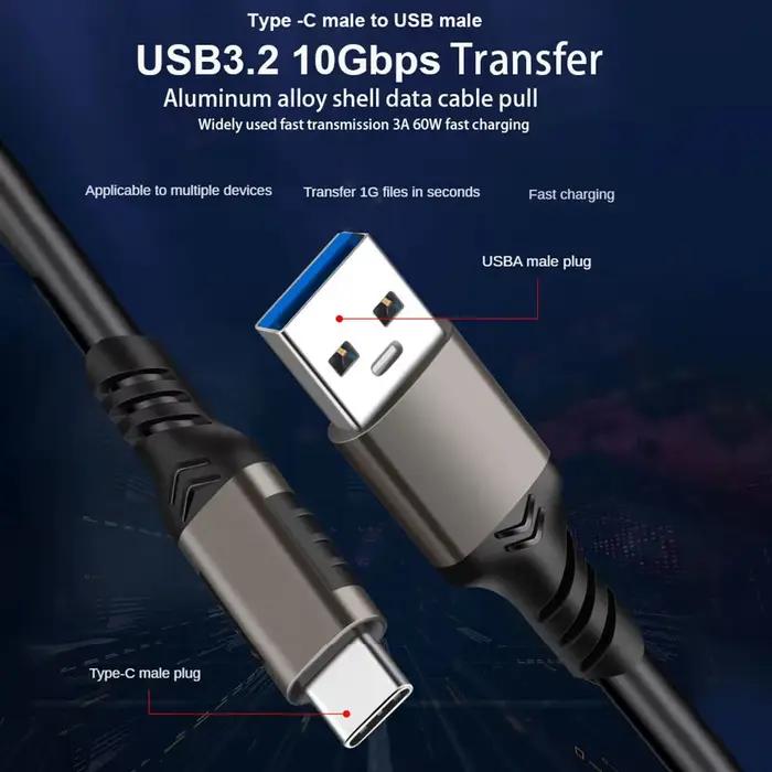 Câble USB-A 3.2 Gen2 vers USB-C 10 Gbps 60 W