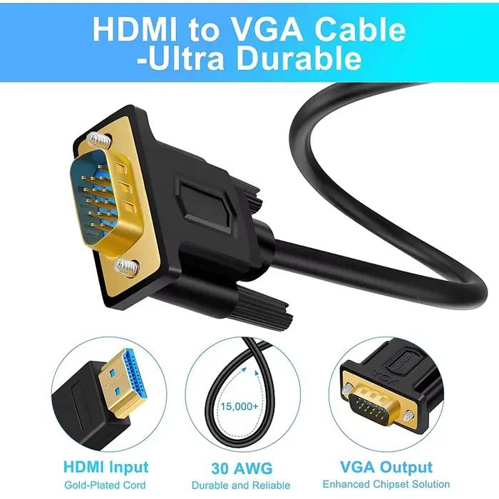Câble HDMI vers VGA, prise en charge 1080P