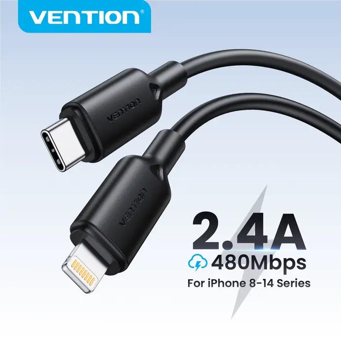 Câble Lightning Vention pour iPhone 14 13 12 11 8 Pro Max USB C vers