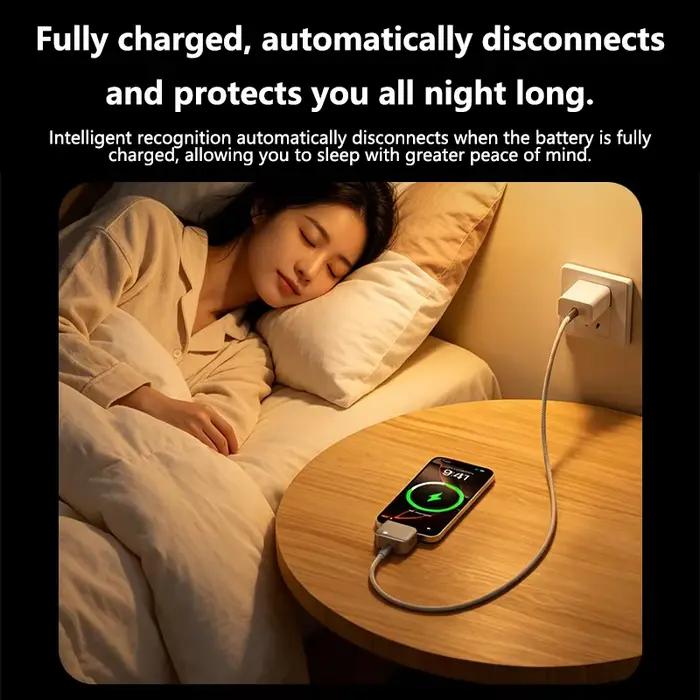 Adaptateur de chargeur USB C 140W à déconnexion automatique pour une charge nocturne sécurisée