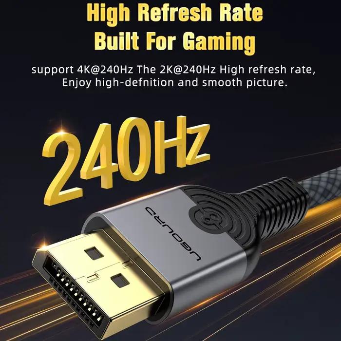 Câble DisplayPort 1.4 8K@60Hz 4K@240Hz UGOURD Tressé pour Moniteur de Jeu Ordinateur Portable Téléviseur Occasions Spéciales