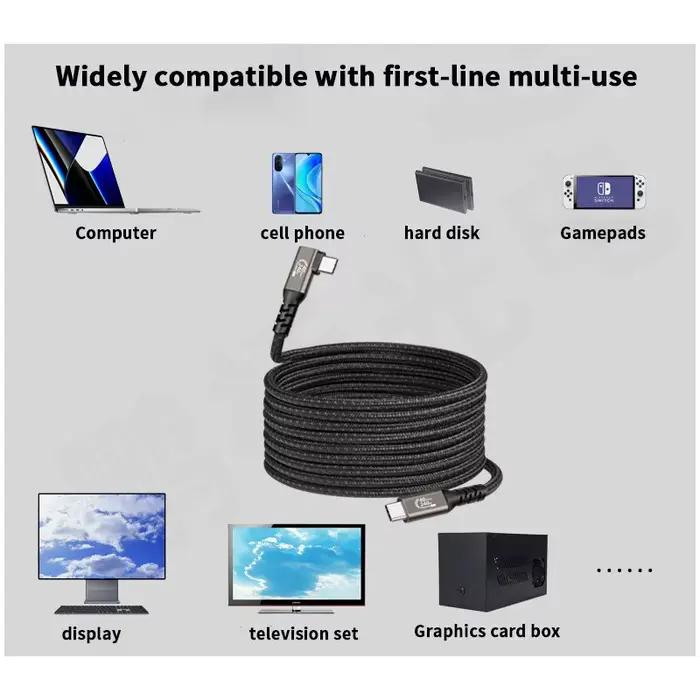Câble Thunderbolt 4 90 degrés Hannord 40Gbps 8K PD 240W pour MacBook Pro iPad SSD charge rapide occasions spéciales