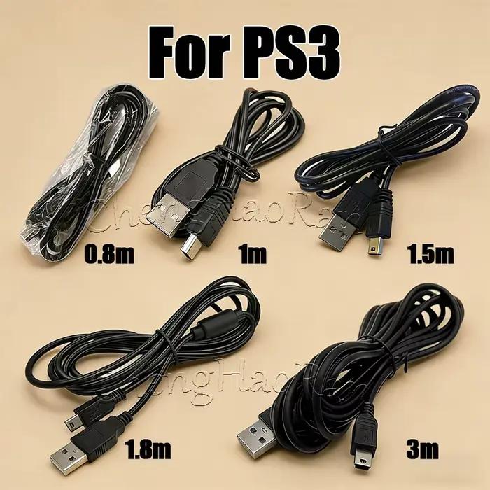 1PC 0.8m 1m 1.5m 1.8m 3m USB chargeur d'alimentation câble de chargement pour Playstation 3 pour PS3 contrôleur accessoires noir