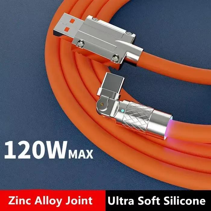Câble Micro USB C 120W 6A Charge Super Flash 180 ° Câbles d'extension USB-C rotatifs