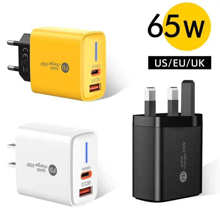 Bloc de charge rapide USB C 65W PD 3.0 Quick Charge 3.0