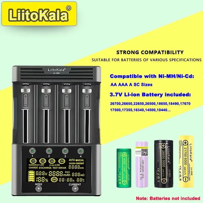 Lii-600 chargeur intelligent pour 18650/21700/26650/AA/AAA/Ni-MH/Li-ion