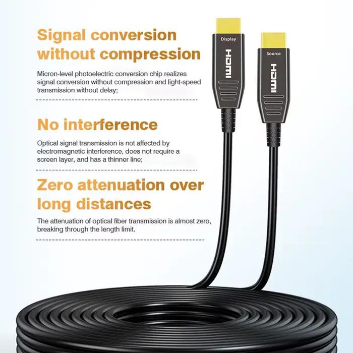 Câble à fibre optique HDMI 4K 60 Hz AOC 2.0 haute vitesse ​ ​ Support 18 Gbit/s HDR ARC HDCP2.2 10/15/30/50 m pour projecteur Xbox PS5/4 HDTV