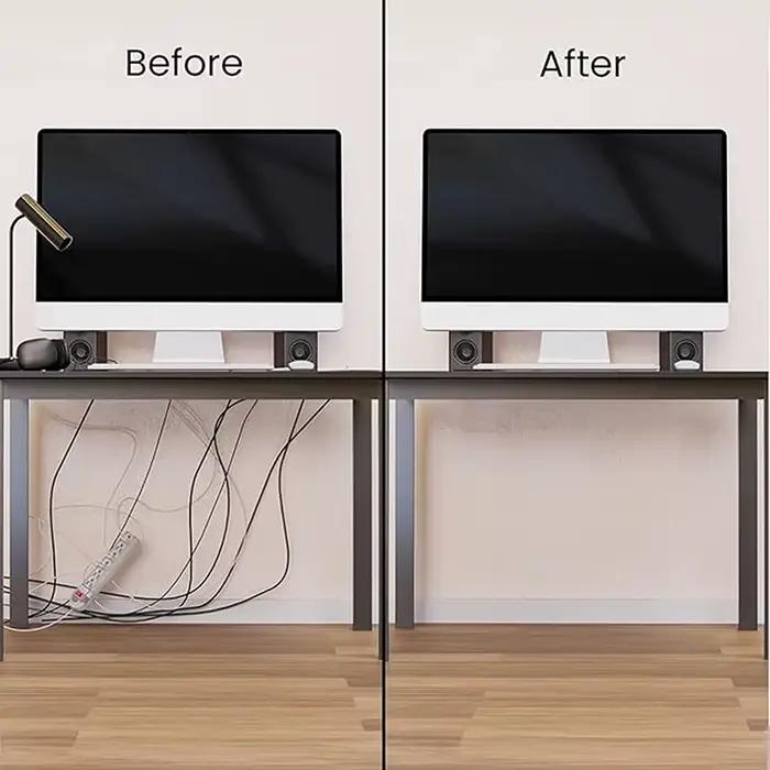 [F] 40cm/15.75inch Bande de gestion de câbles sous le bureau en PVC