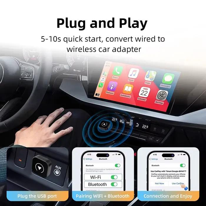 Boîtier/adaptateur sans fil Android Auto CarPlay