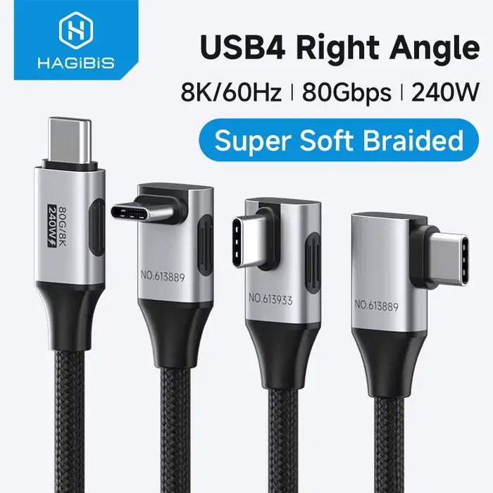 Câble USB C vers USB C à angle droit Hagibis 240W 90 degrés Type C