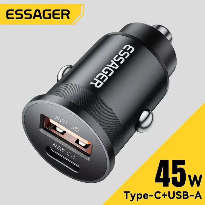Essager 45W chargeur de voiture QC 3.0 pour Huawei Xiaomi Charge rapide SCP Samsung AFC