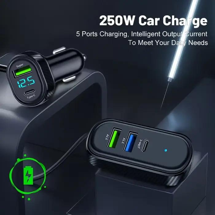 Chargeur de voiture avec câble long de 150 cm