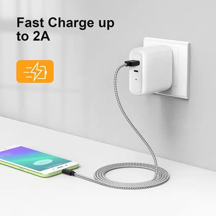 Câble USB A vers Micro USB résistant court tressé en nylon transfert de données haute vitesse 480Mbps charge rapide pour smartphone tablette appareils intelligents occasions spéciales