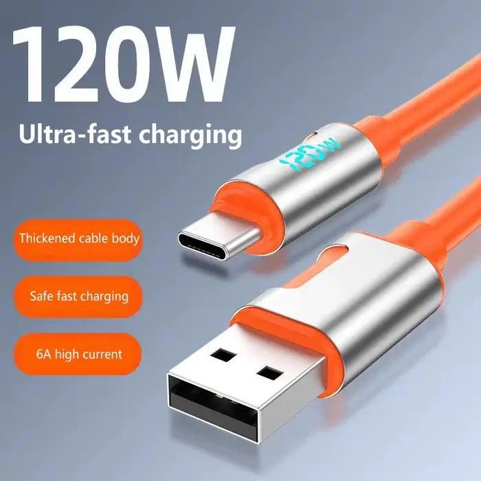 Câble de charge rapide 120W Type-C pour téléphones mobiles et tablettes