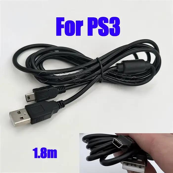 1PC 0.8m 1m 1.5m 1.8m 3m USB chargeur d'alimentation câble de chargement pour Playstation 3 pour PS3 contrôleur accessoires noir