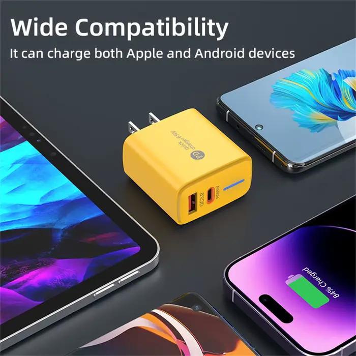 Bloc de charge rapide USB C 65W PD 3.0 Quick Charge 3.0
