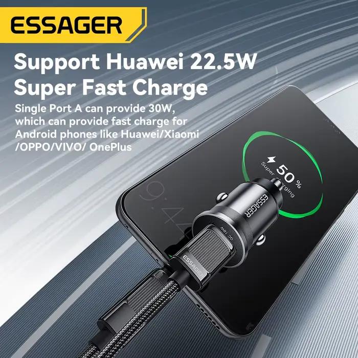 Essager 45W chargeur de voiture QC 3.0 pour Huawei Xiaomi Charge rapide SCP Samsung AFC