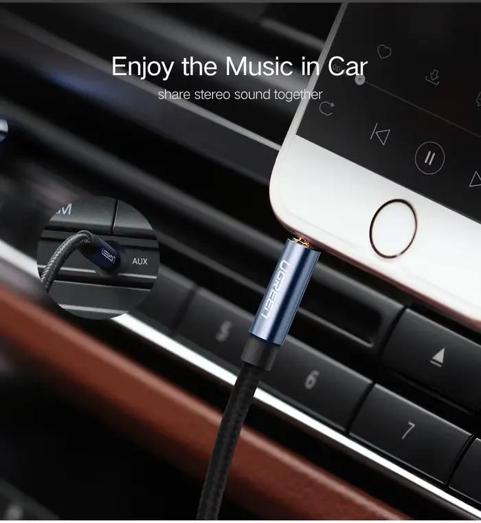 Ugreen câble Aux Jack Audio plaqué or 3.5MM ligne mâle pour iPhone voiture casque haut-parleur auxiliaire