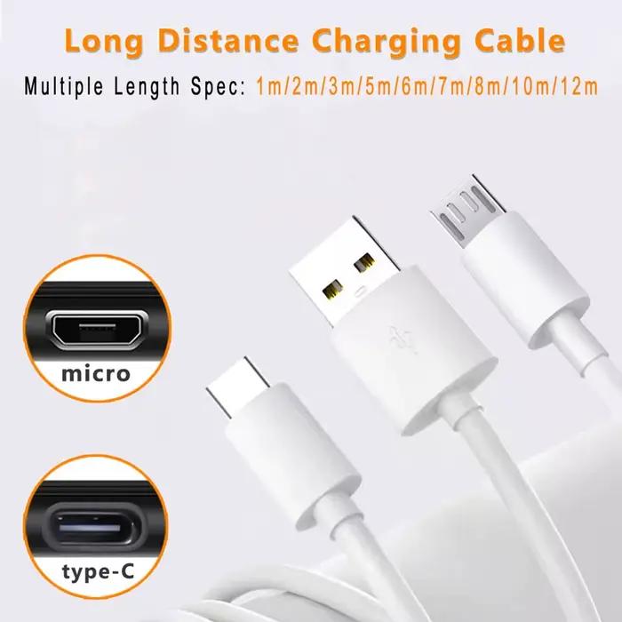 C Micro USB Câble de charge pour Android Smart Phone 1m/2m/3m/5m/6m/7m/8m/10m/12m