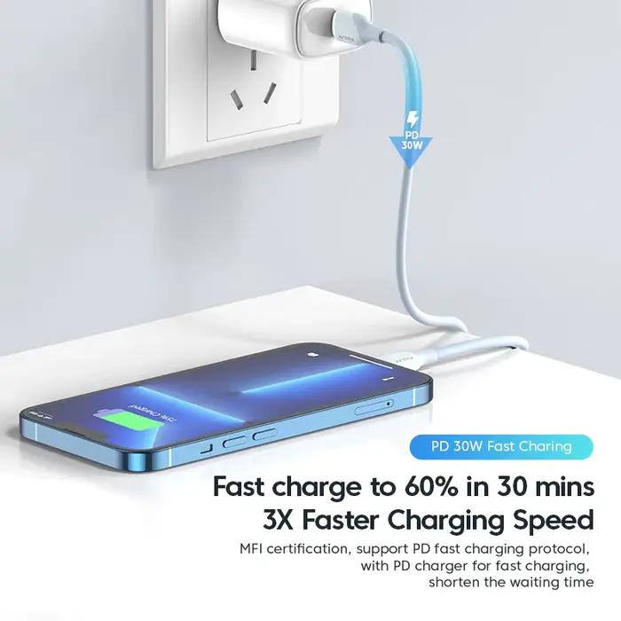 Câble USB C à Lightning PD30W certifié MFi pour iPhone 14 13 12 11 AirPods iPad charge rapide silicone liquide occasionnels et spéciaux
