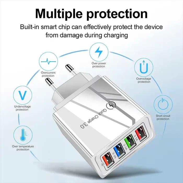 Chargeur USB multi-ports 3A avec prise EU/US