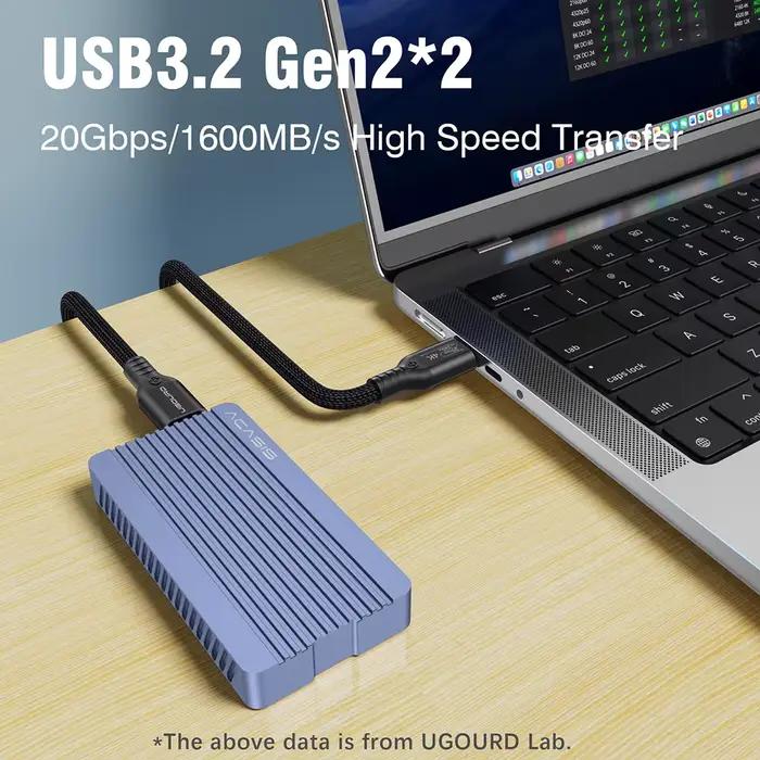 Câble USB C vers C USB3.2 Gen2x2 20 Gbps toutes fonctions