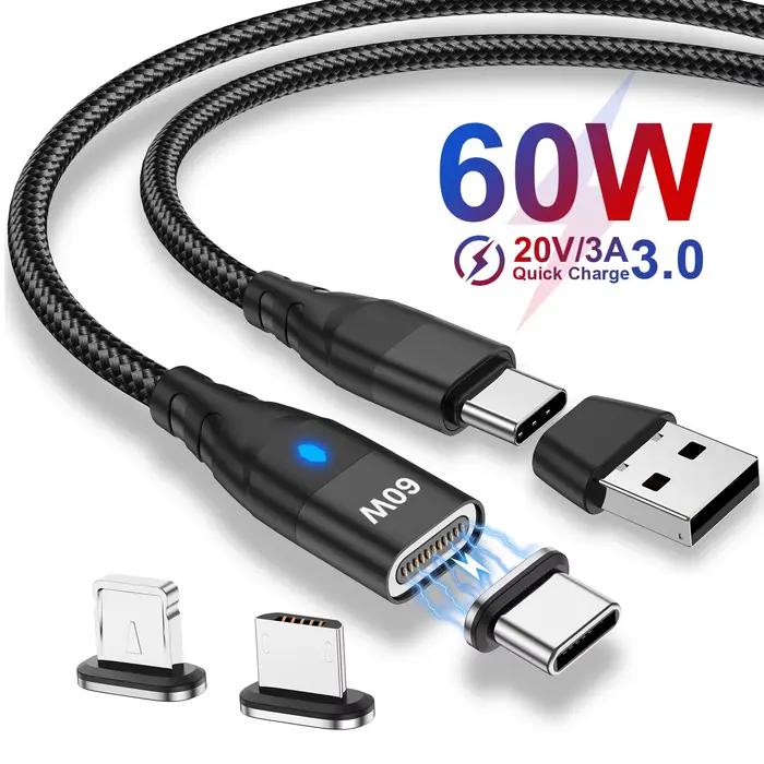 Câble de charge rapide magnétique USB C vers VopeC pour iPhone et Samsung
