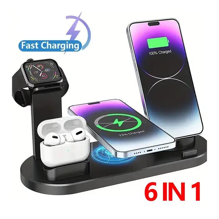 Station de charge rapide sans fil 6-en-1 15W pour iPhone 17-11 X
