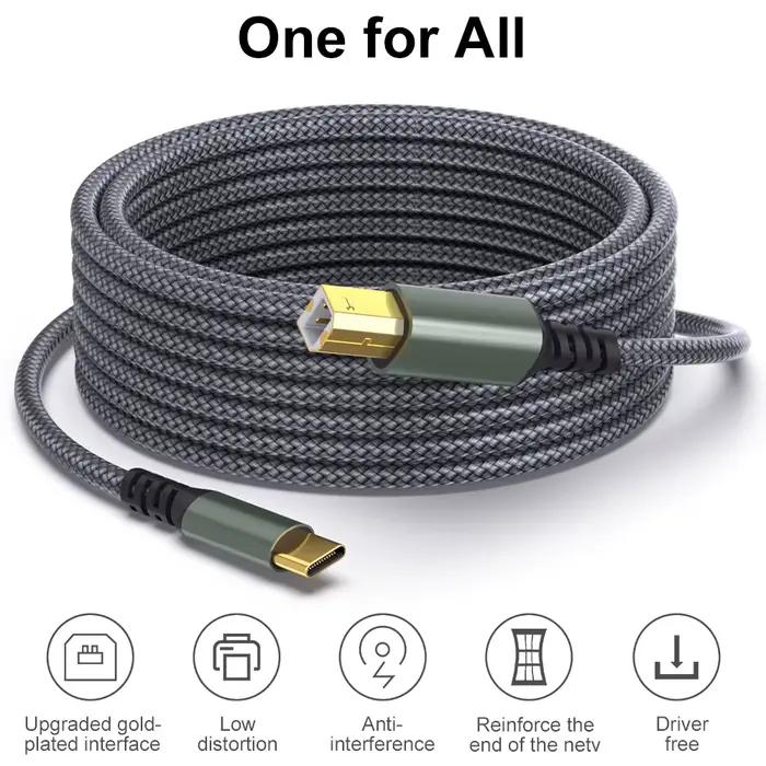 Câble d'imprimante USB C 5M 3M 2M 1M 2 en 1 USB A Type C vers B orange rouge pour HP Zebra Brother Epson Dell occasions professionnelles et personnelles