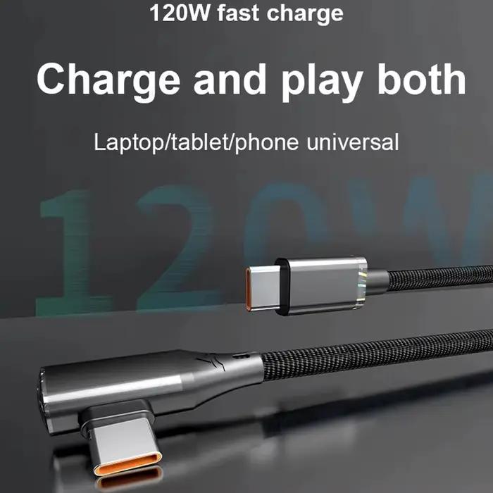Câble de charge rapide 120W Type C à 90 degrés USB-C pour téléphones mobiles charge rapide et sécurisée occasions spéciales