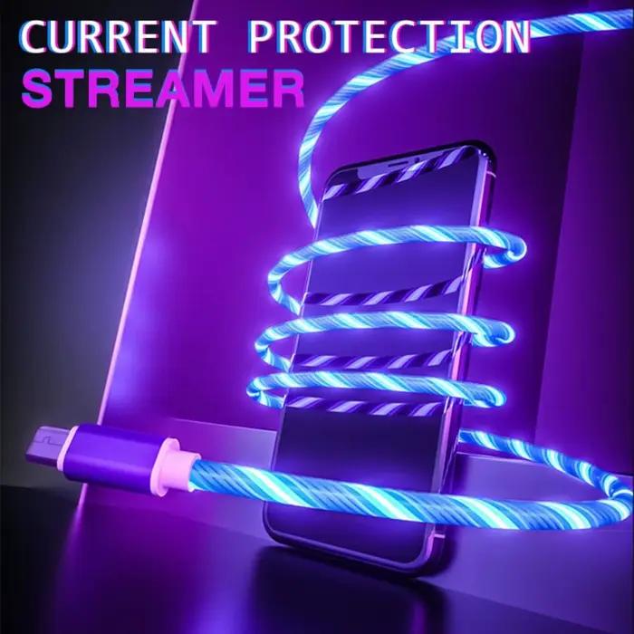 Câble LED Lumineux en Aluminium et PVC pour Appareils Intelligents avec Connexion USB C et Micro USB Occasions Spéciales Recharge Élégante